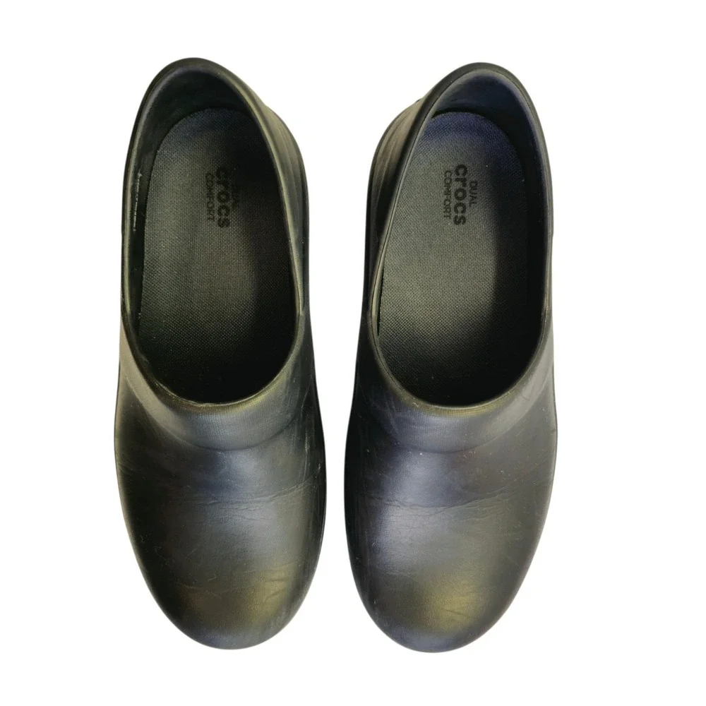 Crocs On The Clock Black Work Slip-Resistant Clogs Shoes Women 10 Men 8 EU 42